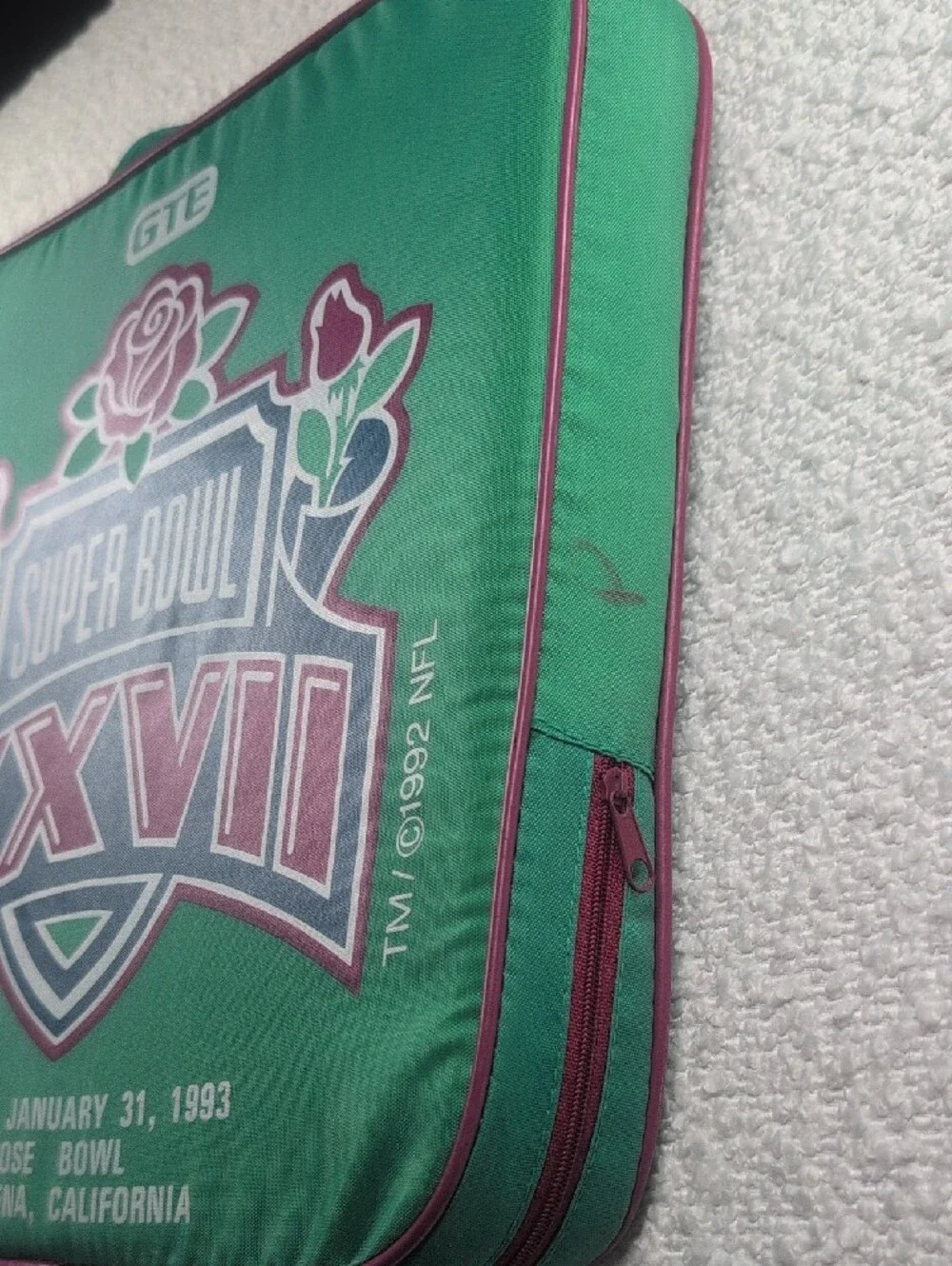 Super Bowl XXVII Green Decorative Cushion Cover w Bag